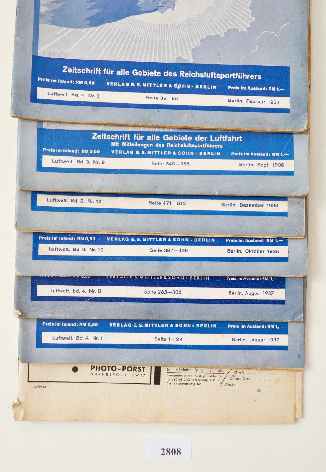 7x Deutsche Luftwacht - Luftwelt 1936 1937  Mittler & Sohn Berlin