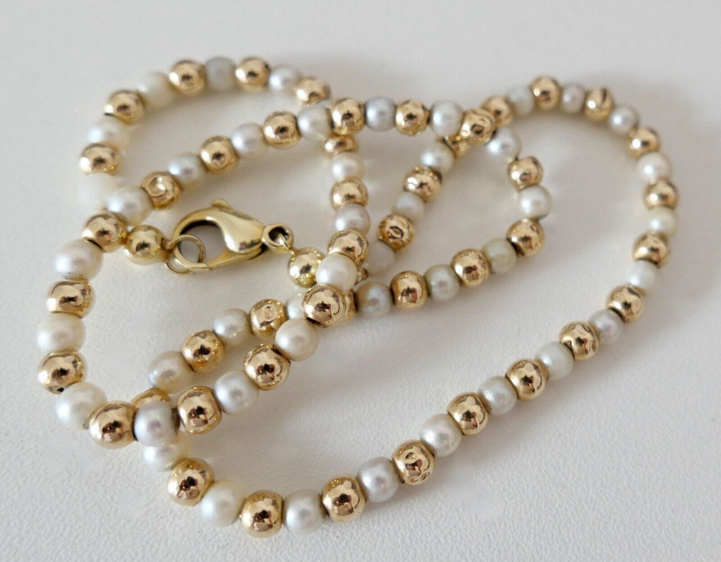 Perlenkette Collier AKOYA ZUCHTPERLE Gold 585 14K pearl Ø 4,2 - 4,8 mm 42 cm