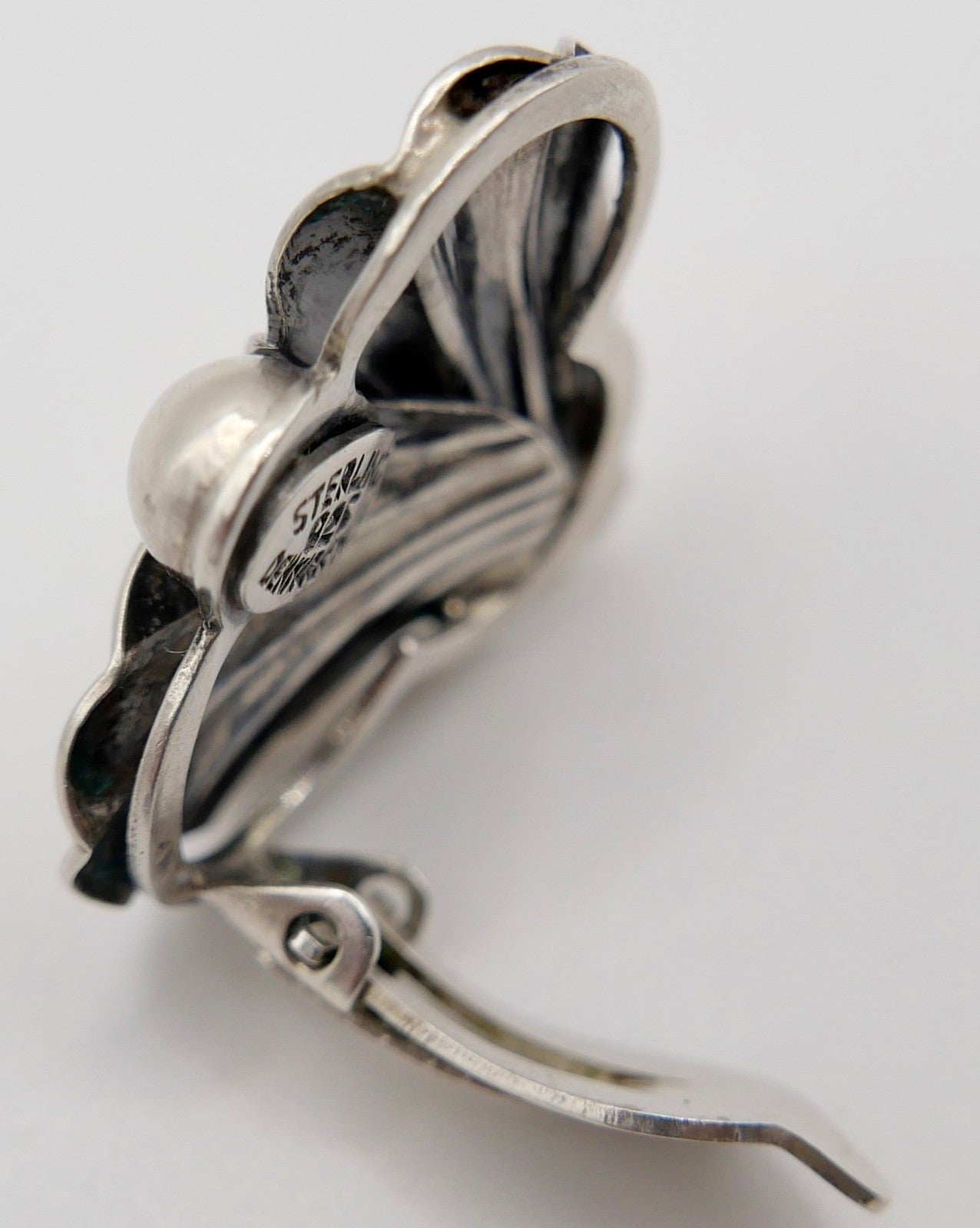 60er florale Ohrclips Ohrringe Denmark M.S. 925 Sterling Silber Max Standager