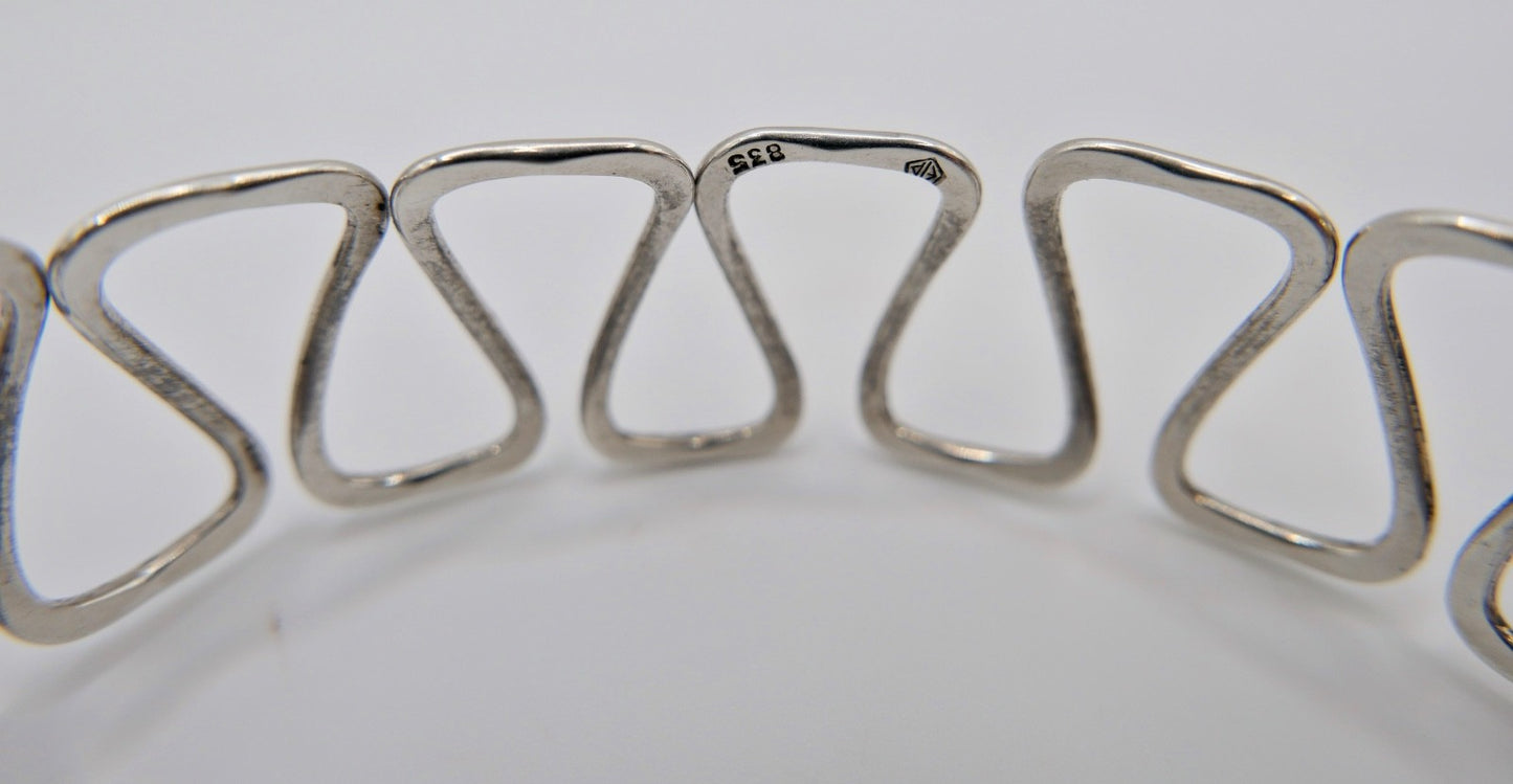1960er Vintage feiner formbarer Armreif Silber 835 Wellen Muster E/P Armband