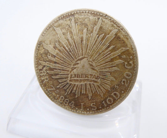 29,6 gr Mexiko 8 Reales 1884 Zs Münze Zacatecas Silber