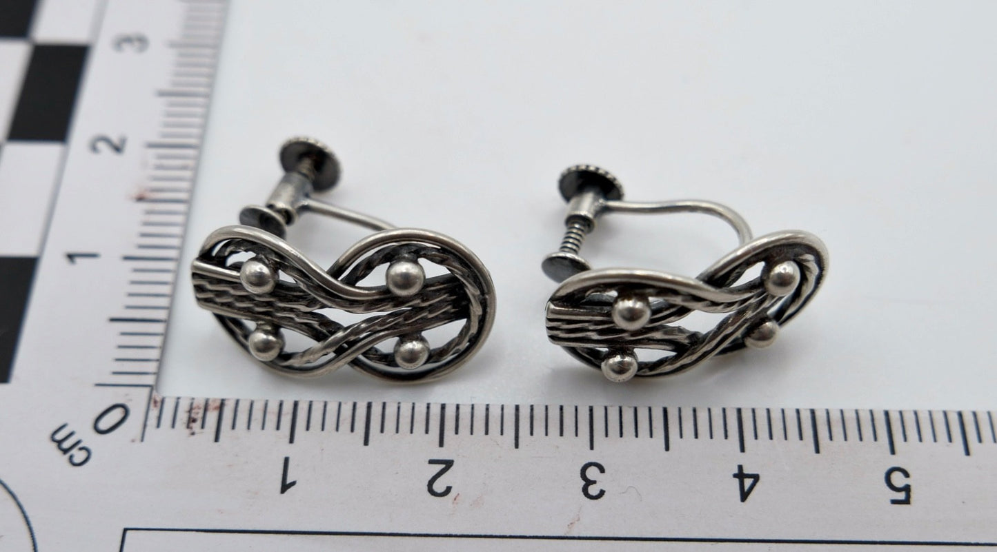 Kalevala Koru Teljänneito Silber Ohrringe 925 Finnland Wikinger Schraubverschluß