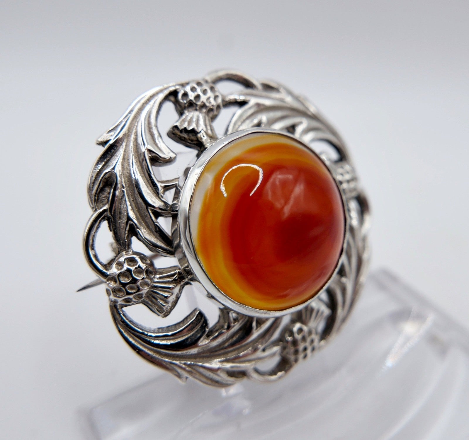 Vintage Thomas Ebbutt Schottland Silber Brosche Karneol Achat Edinburgh T.E.
