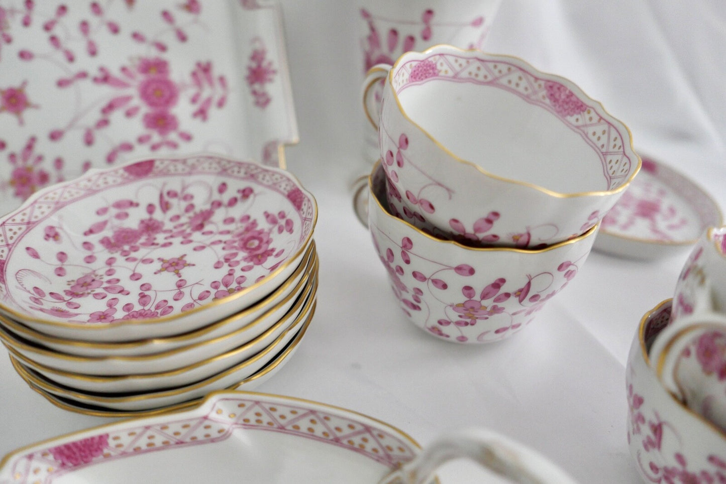 Meissen 1. Wahl Kaffee Mokka Service 25 Teile Porzellan Indisch Purpur