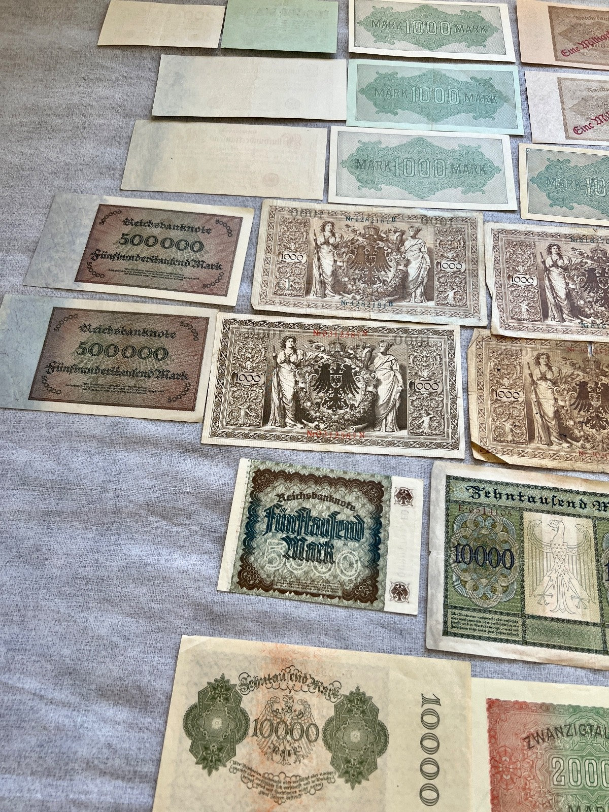 Posten 58x Inflation Geldscheine Banknoten Mark UNC dt. Reich Ro. 36 63 84 usw.