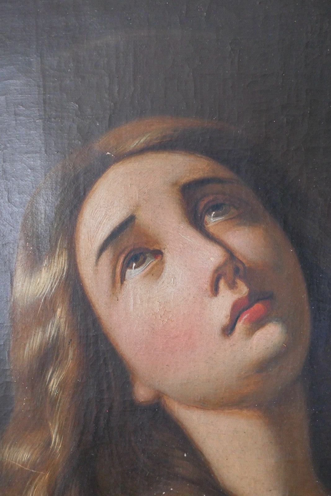 antikes altes Ölgemälde 19. Jh. Büßende Maria Magdalena nach Murillo 70x60 cm