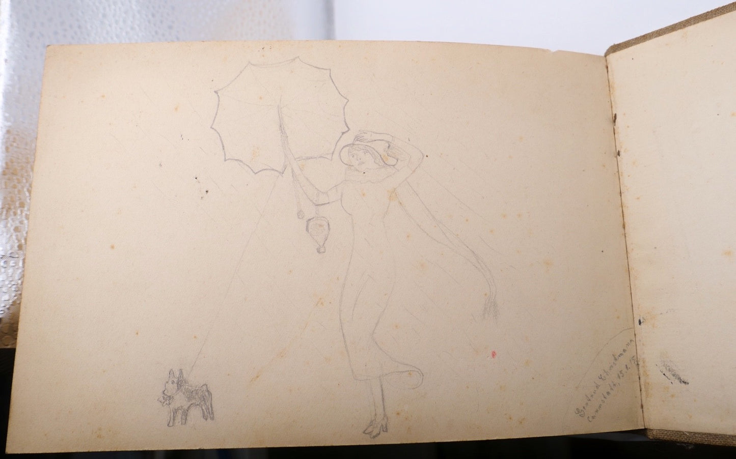 Skizzenbuch mit Tier‑ und Frauenzeichnungen 1939 mit handschriftlichen Gedichten