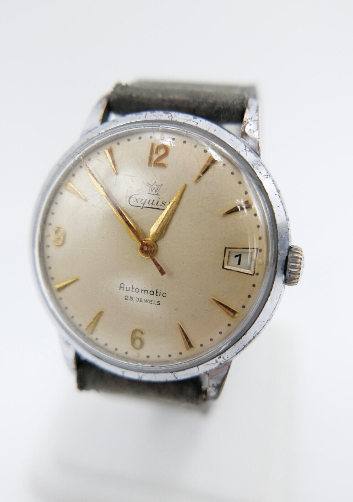 EXQUISIT AUTOROTOR PUW 590 Automatic Ø 34 mm Hüttenwerk Oberhausen 25 Jahre 1959