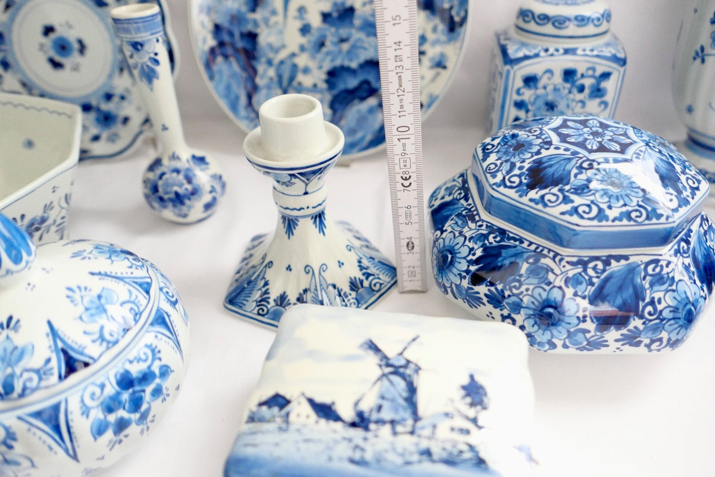 13 Teilig Posten Konvolut DELFT Teller Vase Schüssel Dose