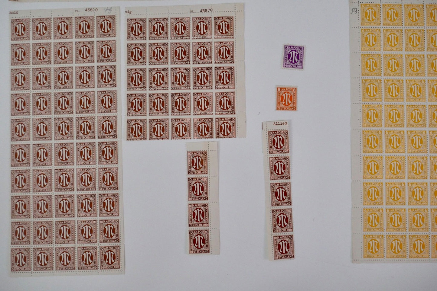 Großes Konvolut AM Post Postfisch Deutschland Briefmarken Bogen Bogenteile 1945