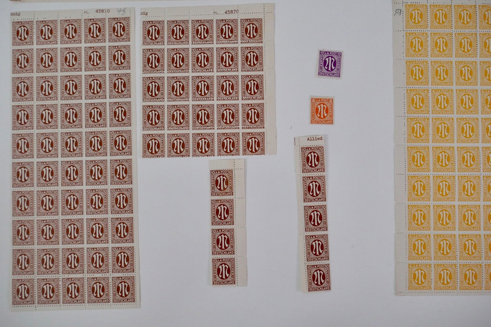 Großes Konvolut AM Post Postfisch Deutschland Briefmarken Bogen Bogenteile 1945