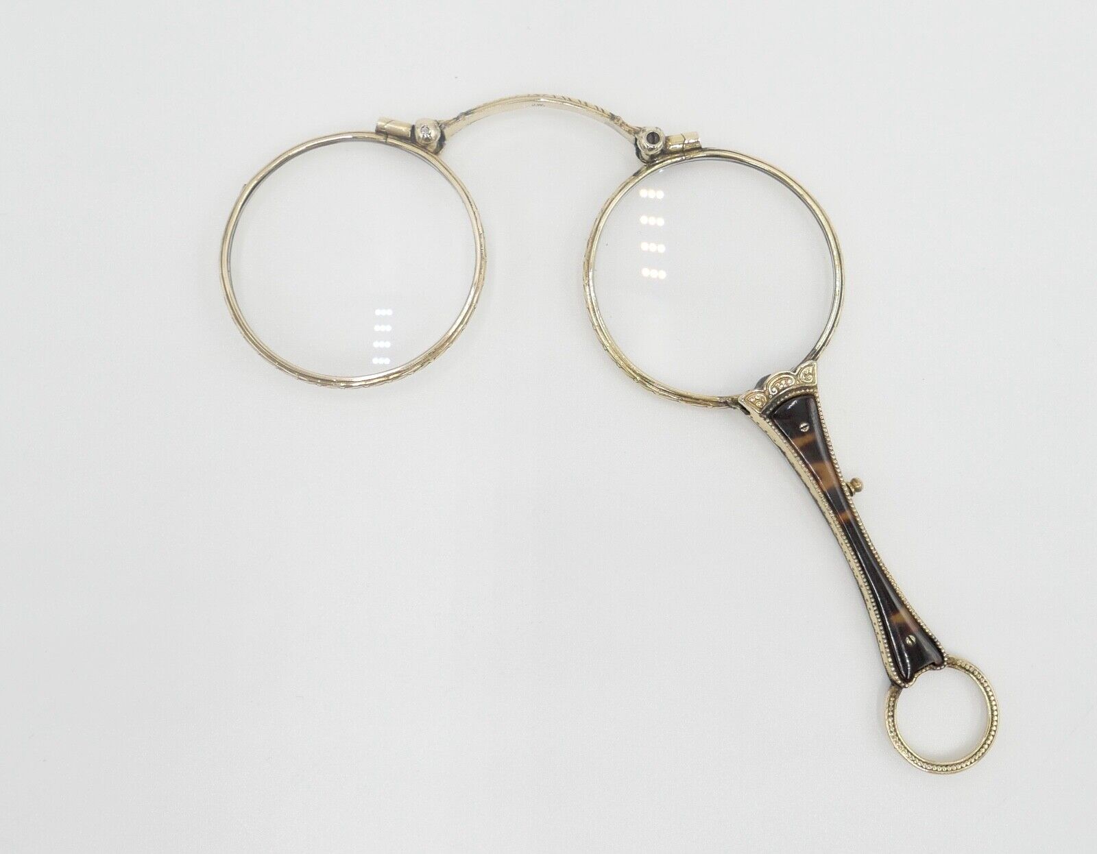 antike 1900 J.W. Lorgnette Lorgnon Stielbrille Lesehilfe Schaumgold vergoldet