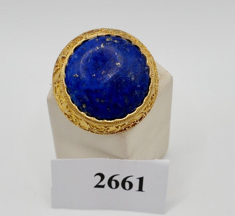Antike Historismus Brosche um 1880  Lapislazuli  feuervergoldet hart vergoldet