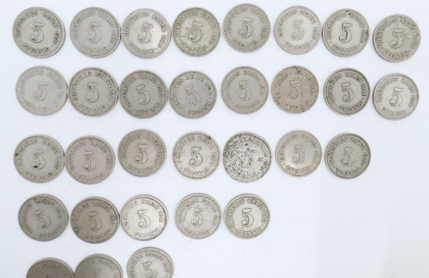 46x 5 Pfennig 1906 - 1914 A D F G großer Adler Jäger J.12 ss - stg