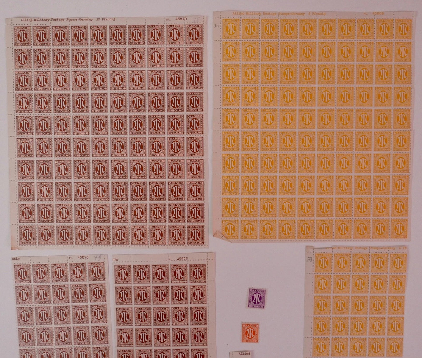 Großes Konvolut AM Post Postfisch Deutschland Briefmarken Bogen Bogenteile 1945