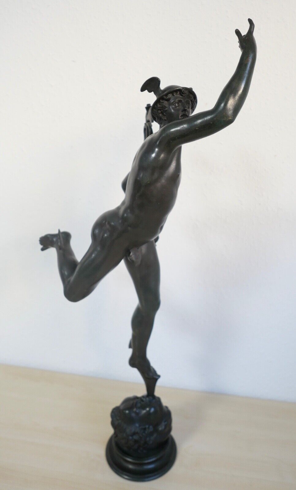 Große Bronze Statue 79 cm HERMES DER GÖTTERBOTE 6,4 Kg