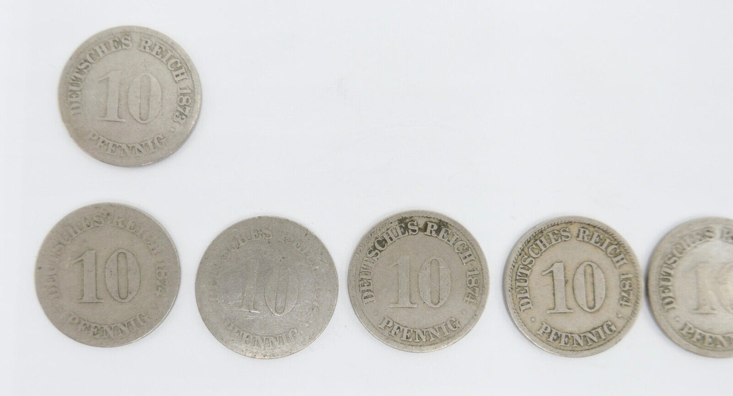 63x 10 Reichspfennig  1873 1875 1876 1888 Jäger J.4 s-ss