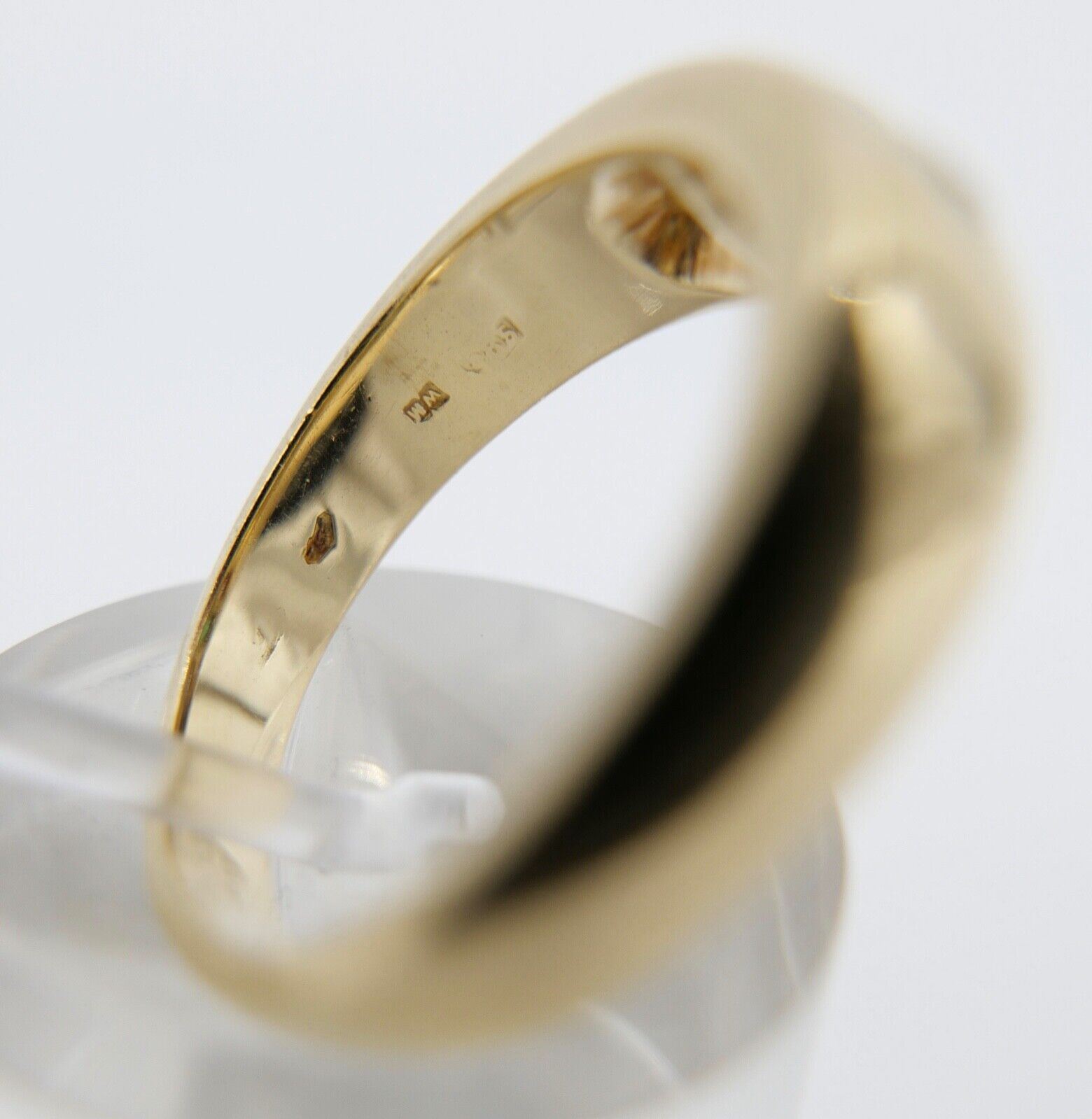 Massiver Damen Gelbgold Ring Lupenrein Brillant & Smaragd 0,44Ct 585 / 14K Gr.59