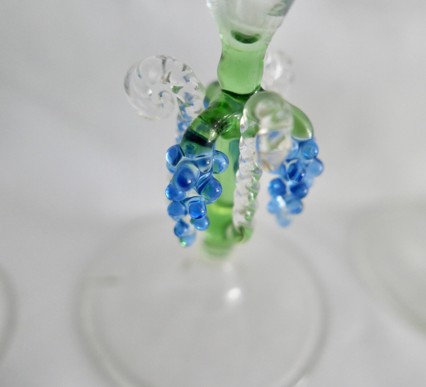 6x Lauscha Bimini Sekt Glas Gläser Set Art Deco 17 cm buntes Traubenmotiv