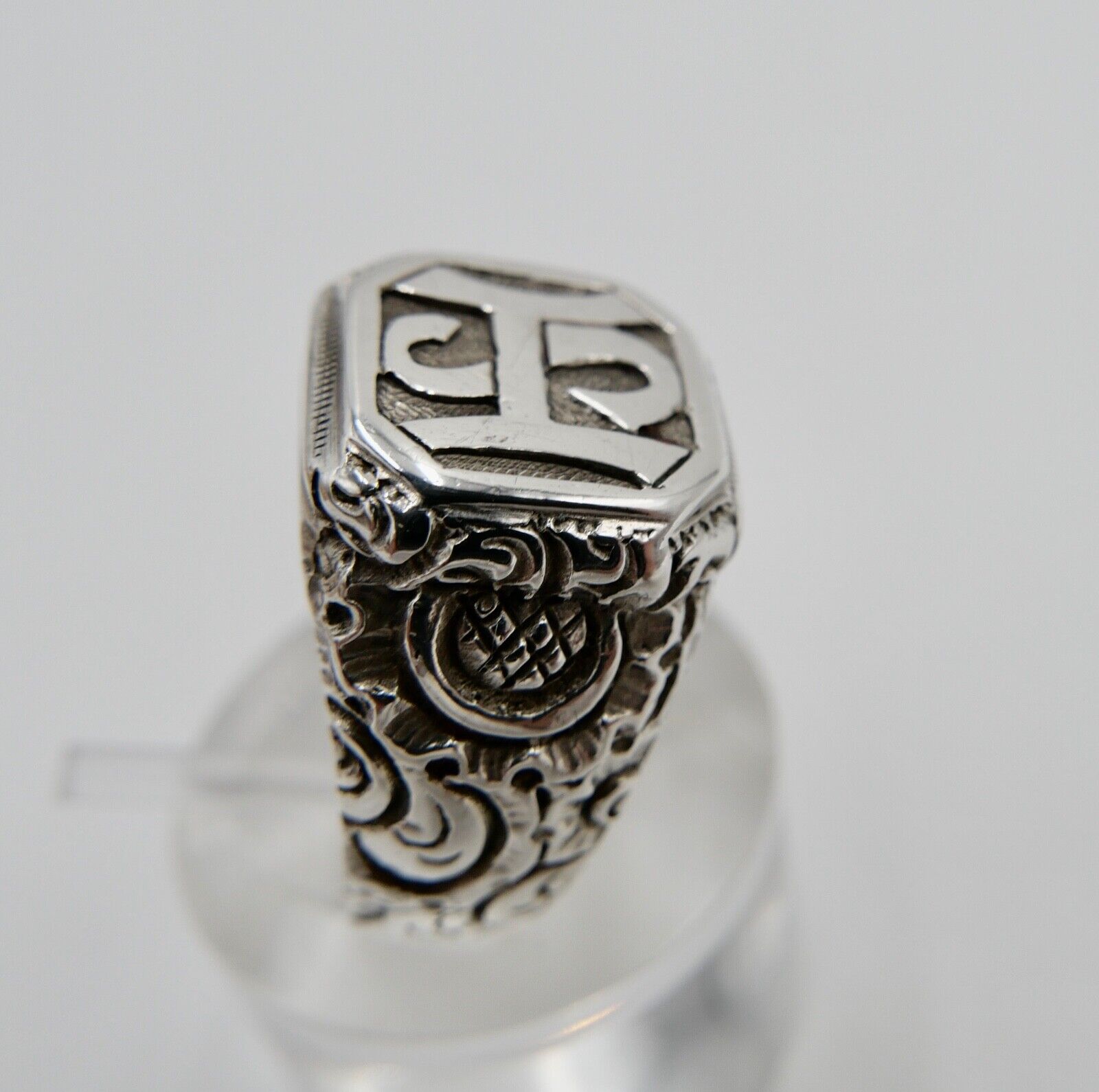 Massiver Jugendstil Siegelring Monogramm HS Herrenring Ring 800 Silber Gr. 56