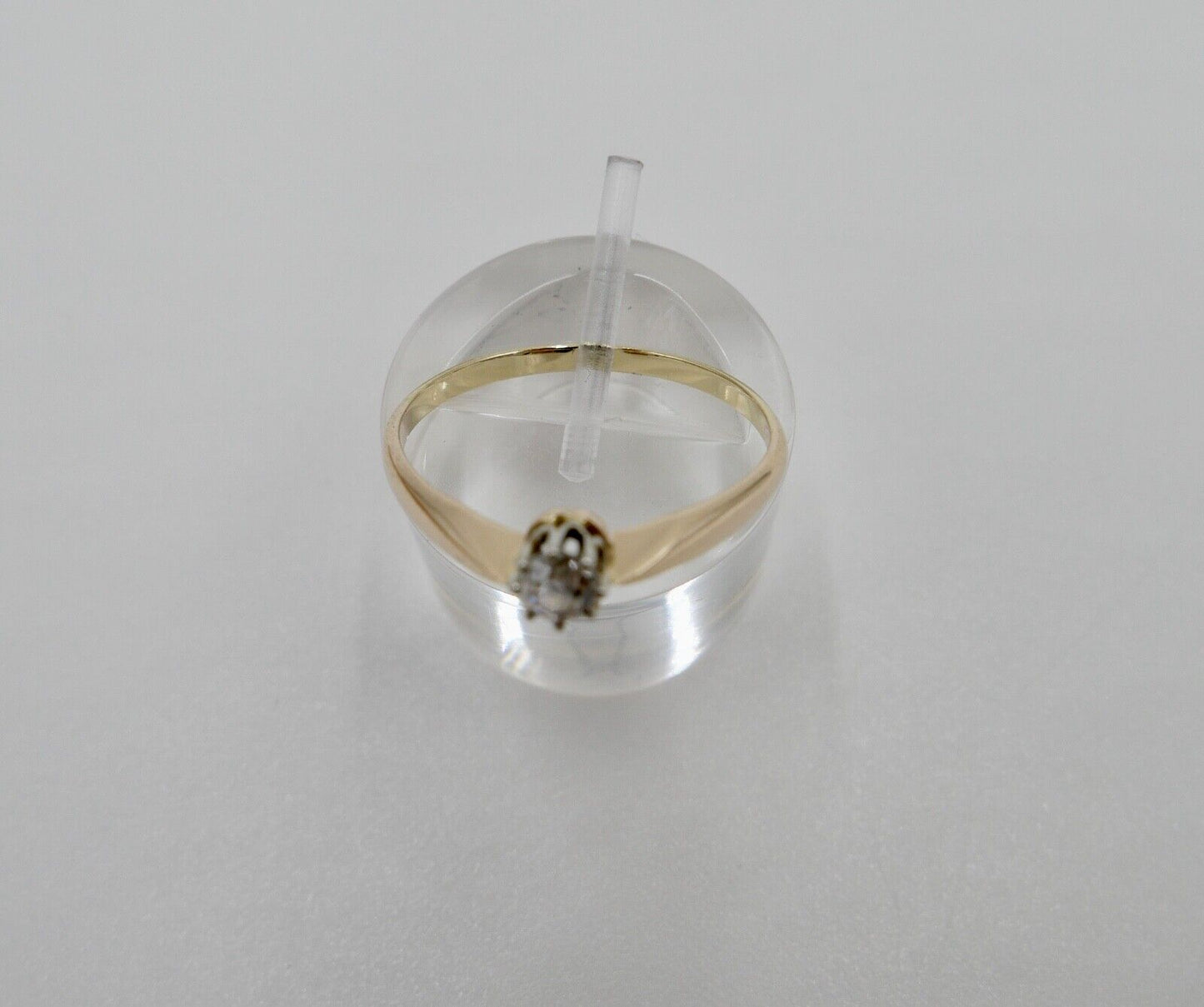 Alter Solitär Ring Gelbgold 585 14K Diamant 0,25 Ct / Gr. 60-61