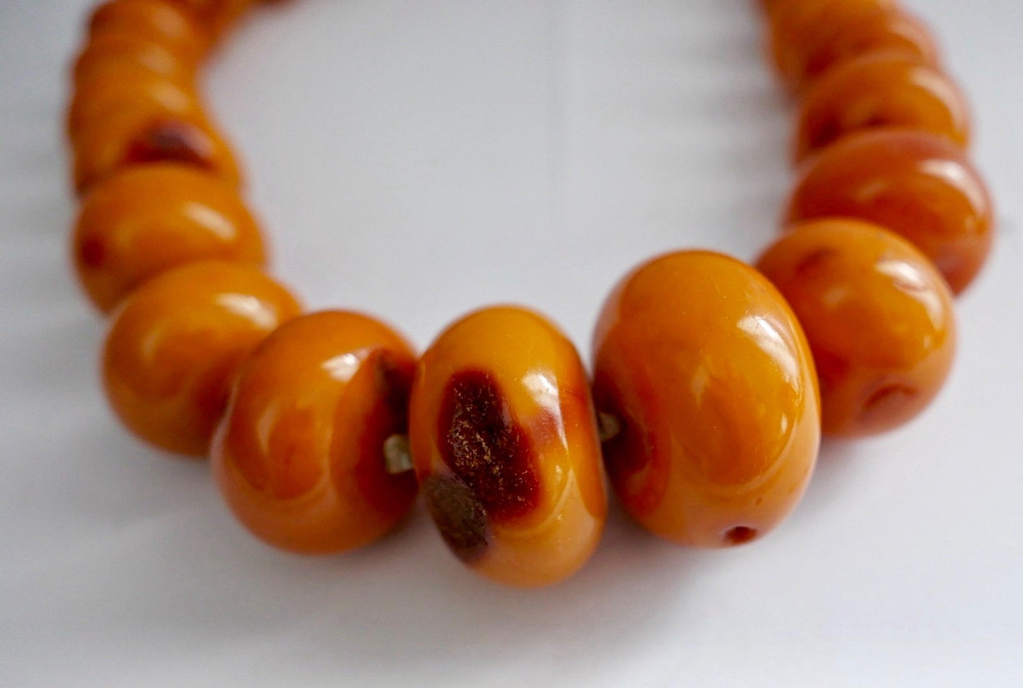 XXL butterscotch Bernsteinkette Kugeln 449 Gramm Pressbernstein 925 Silber