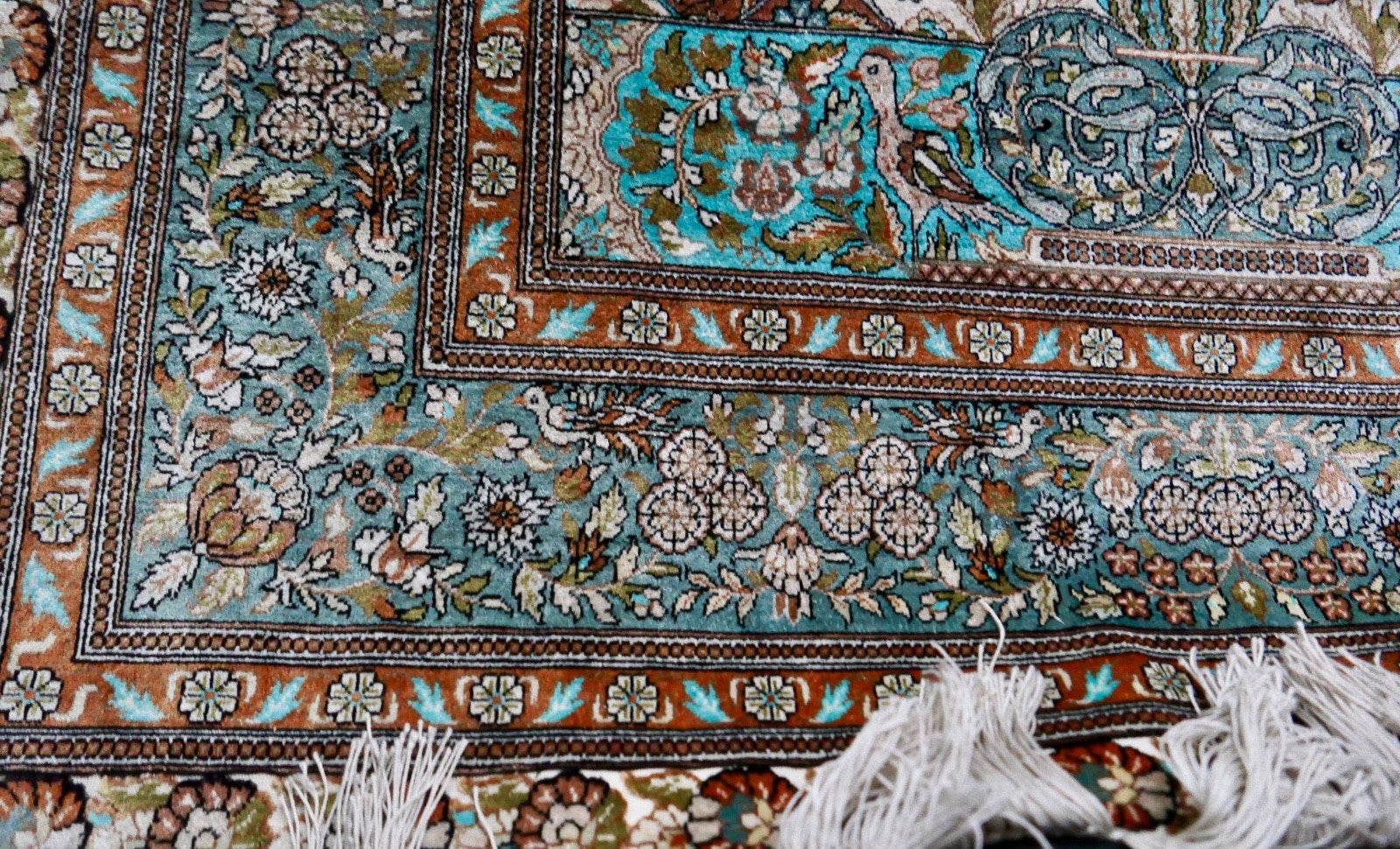 alter feiner Hereke Wandteppich Teppich  172x93 cm Seide Türkei 1 Mio. Knoten Qm