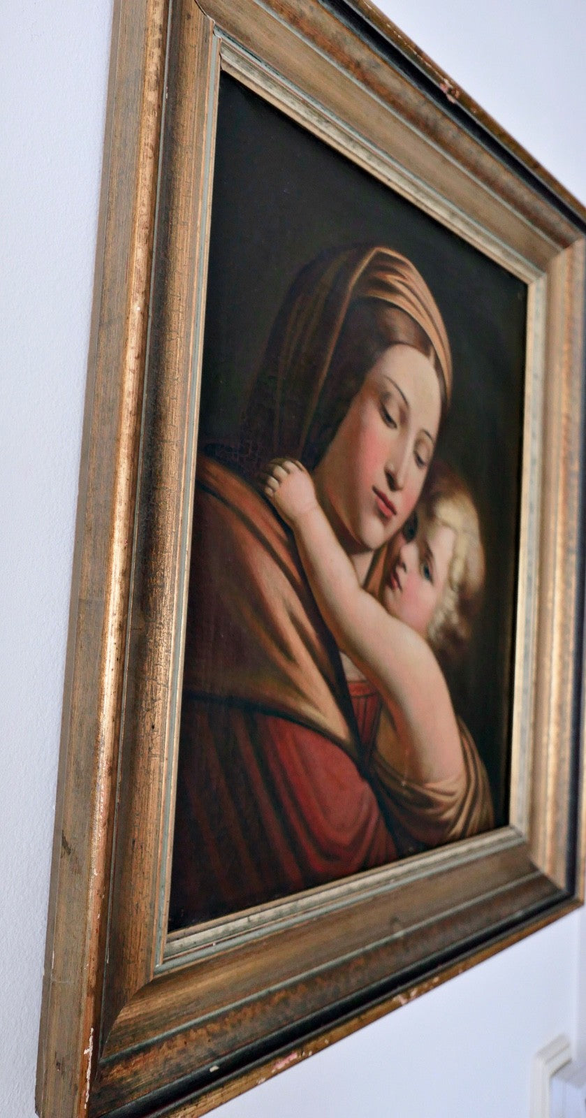 antikes altes Ölgemälde 19. Jh. Madonna della Seggiola nach Raffael 70x60 cm