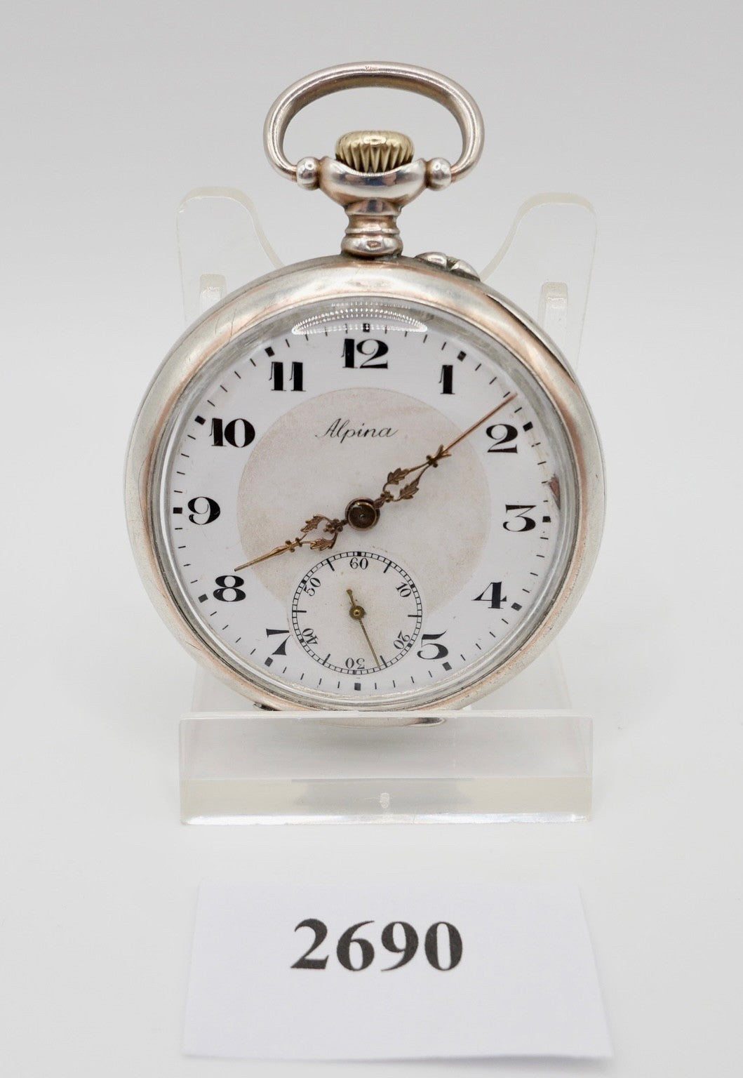 Antike Alpina 800 Silber Taschenuhr Zylinderhemmung 10 Steine