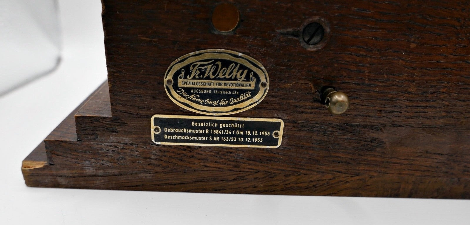 Historischer Hausaltar Fr. Welty Augsburg von 1954 mit mechanischer Spieluhr