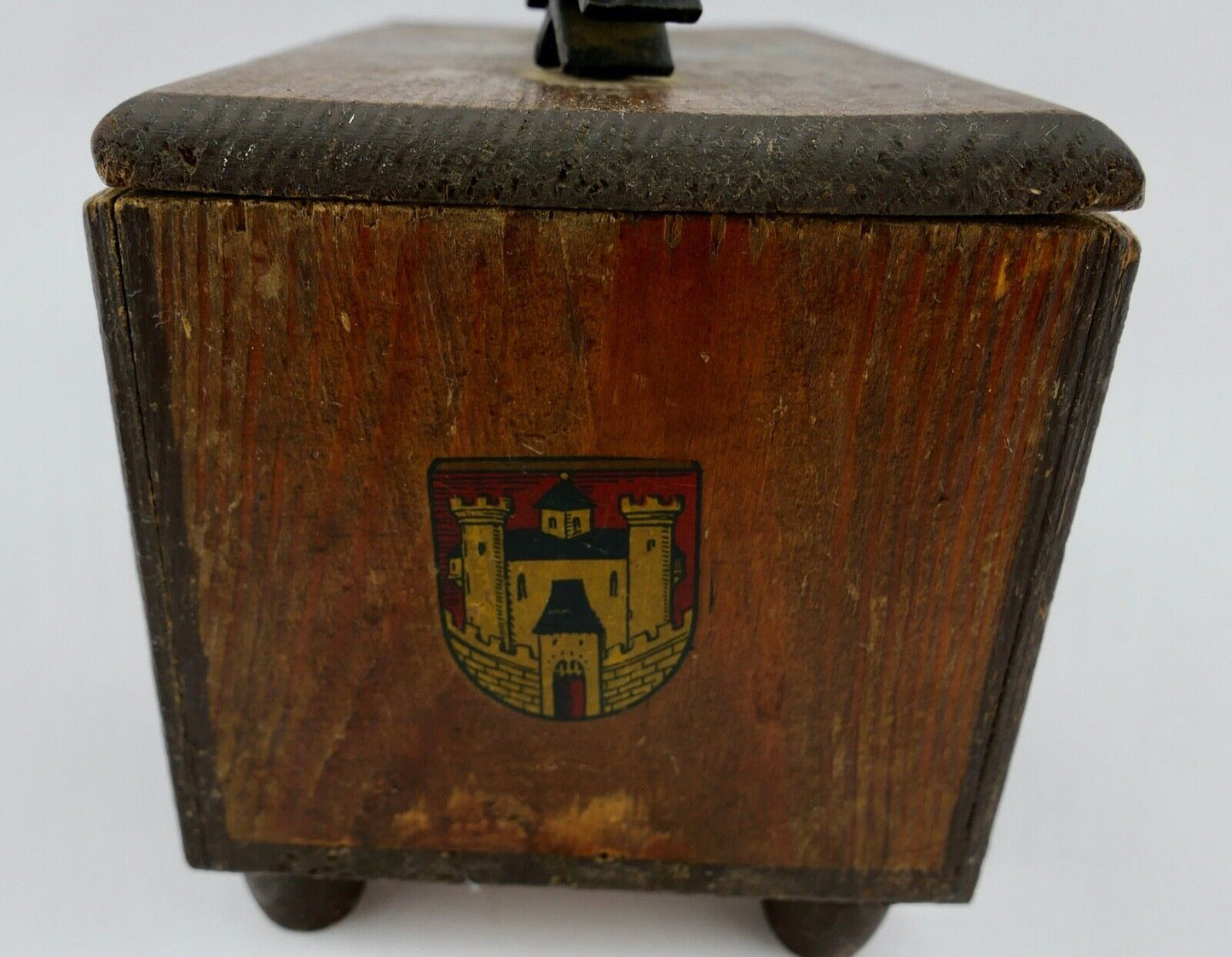 Antike um 1900 Holz Schatulle Box Münchner Kindl  18x11 cm Bayern München