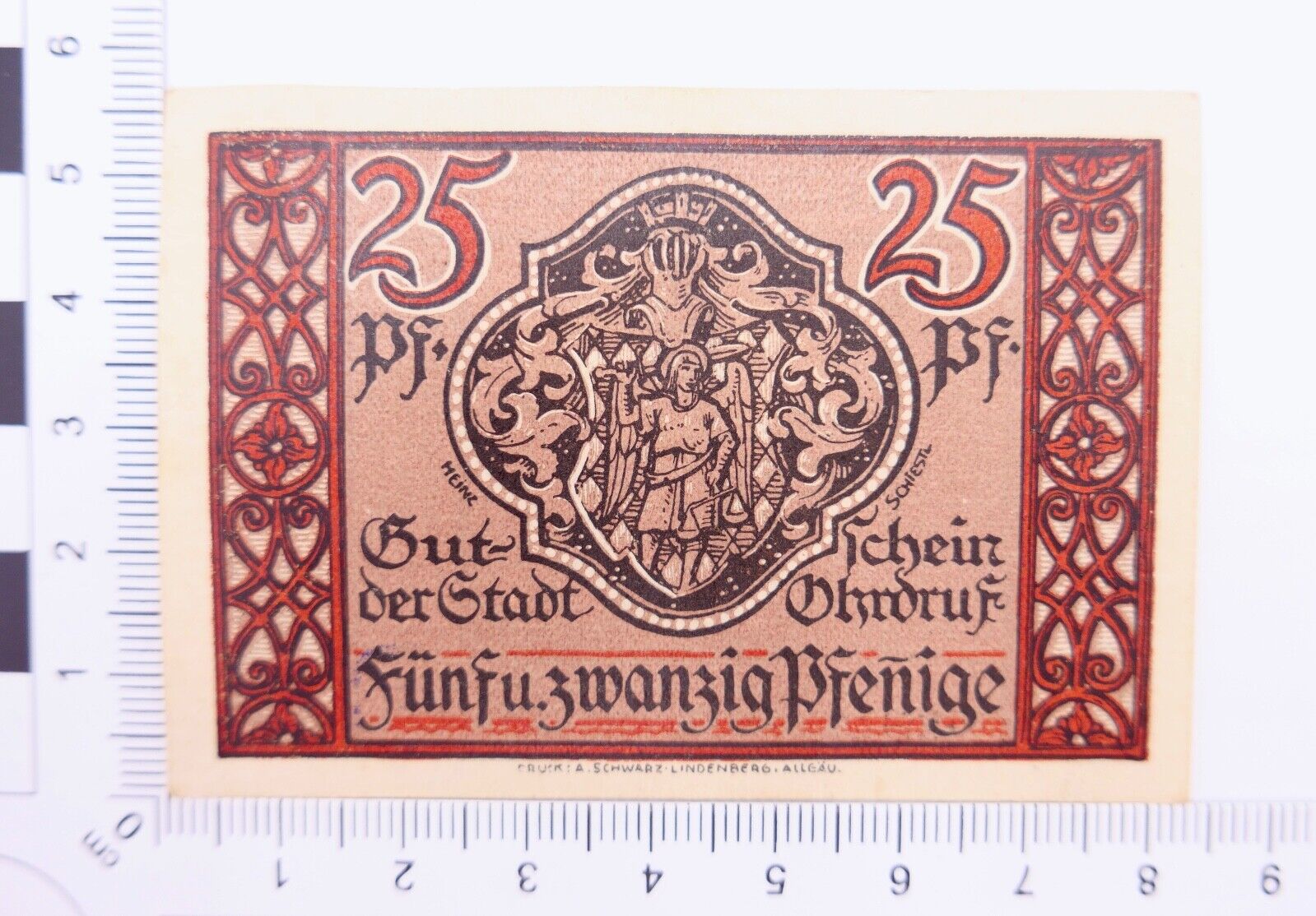 SEHR SELTEN Notgeld der Stadt Ohrdruf 1921 GESTEMPELT 25 Pfennig AU/EF - UNC