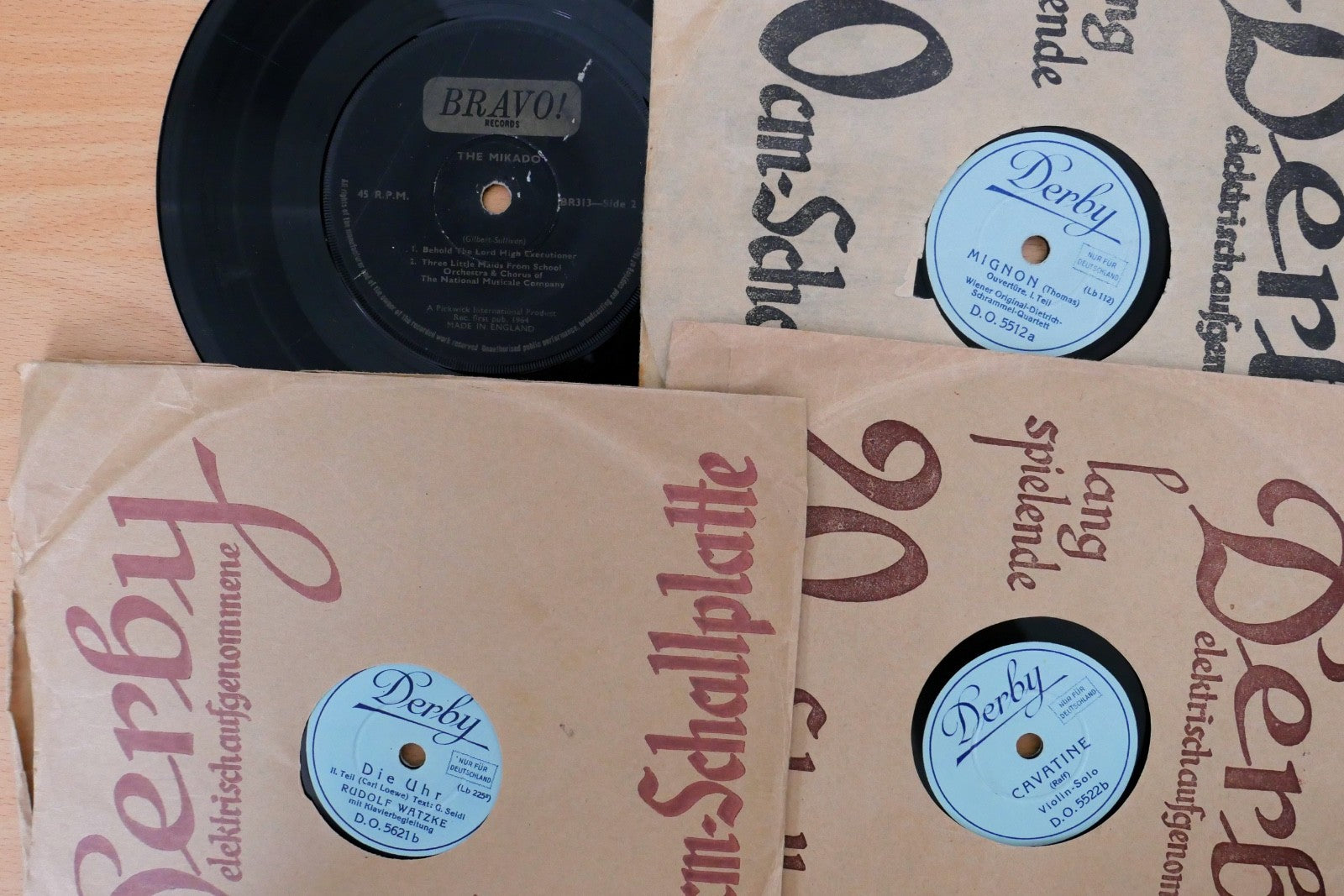 Konvolut 9 Stück 20cm Schellackplatten 78rpm – Derby & Orchestra Elektra Oper 8"