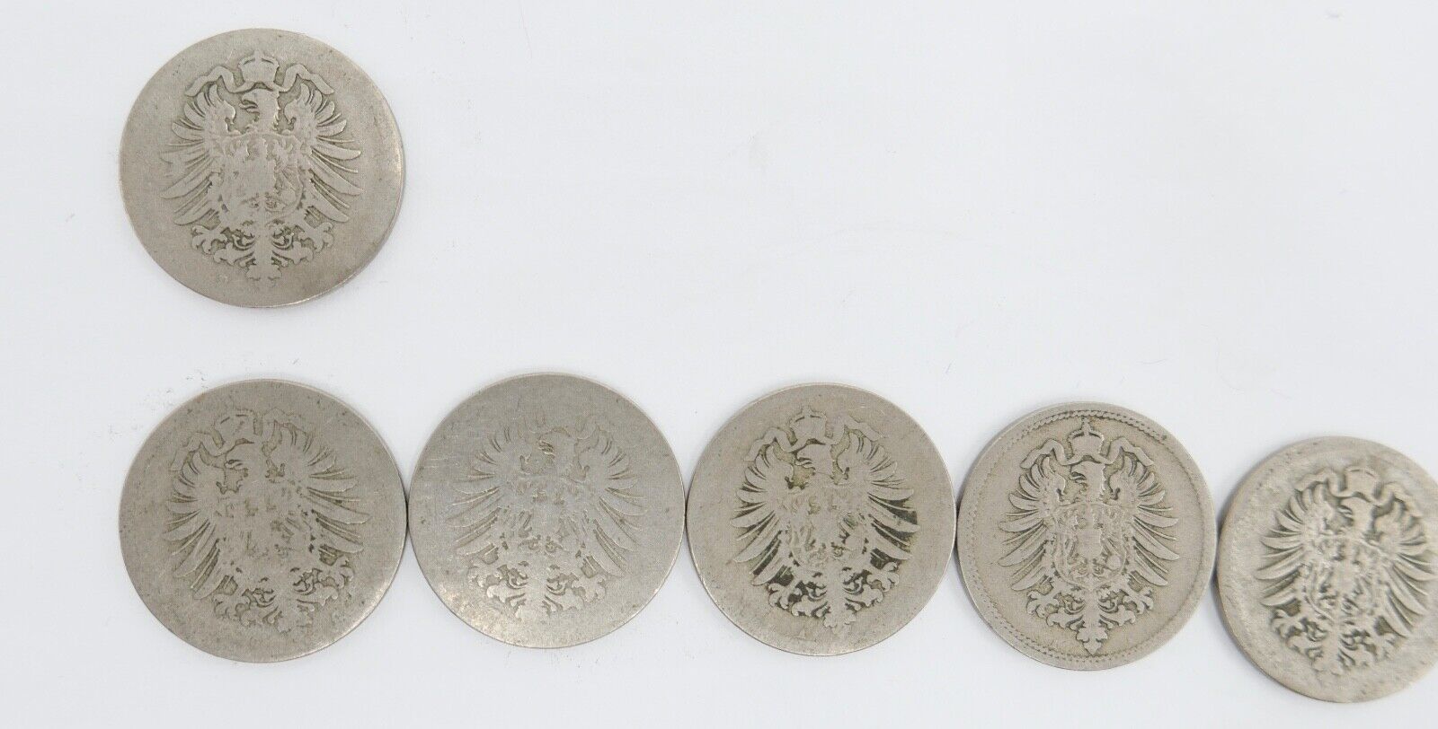 63x 10 Reichspfennig  1873 1875 1876 1888 Jäger J.4 s-ss