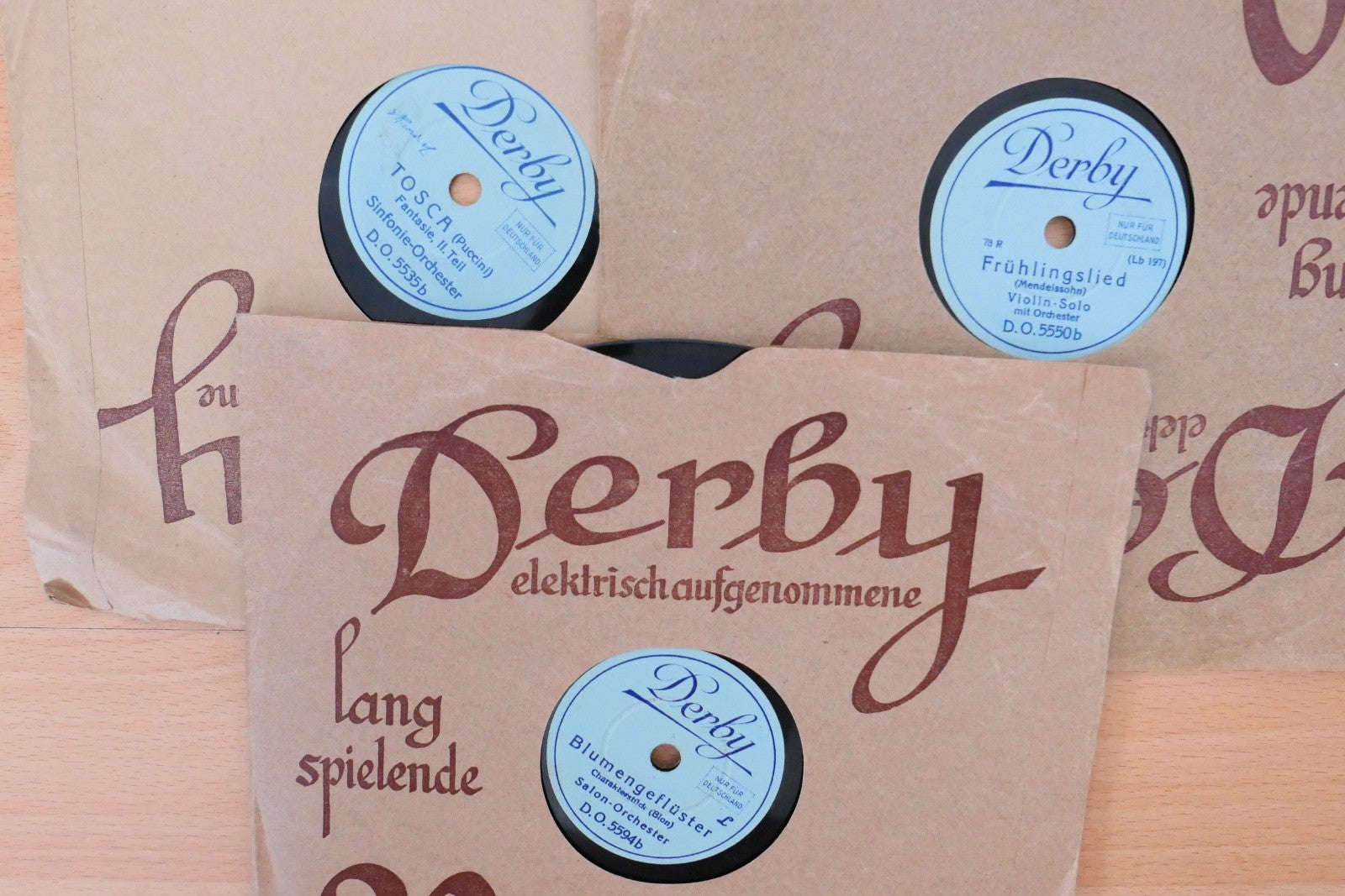 Konvolut 9 Stück 20cm Schellackplatten 78rpm – Derby & Orchestra Elektra Oper 8"