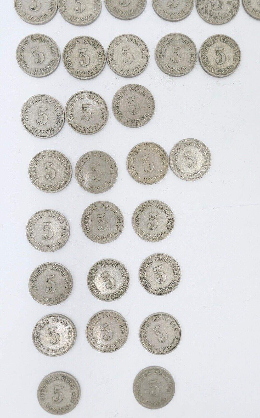 46x 5 Pfennig 1906 - 1914 A D F G großer Adler Jäger J.12 ss - stg