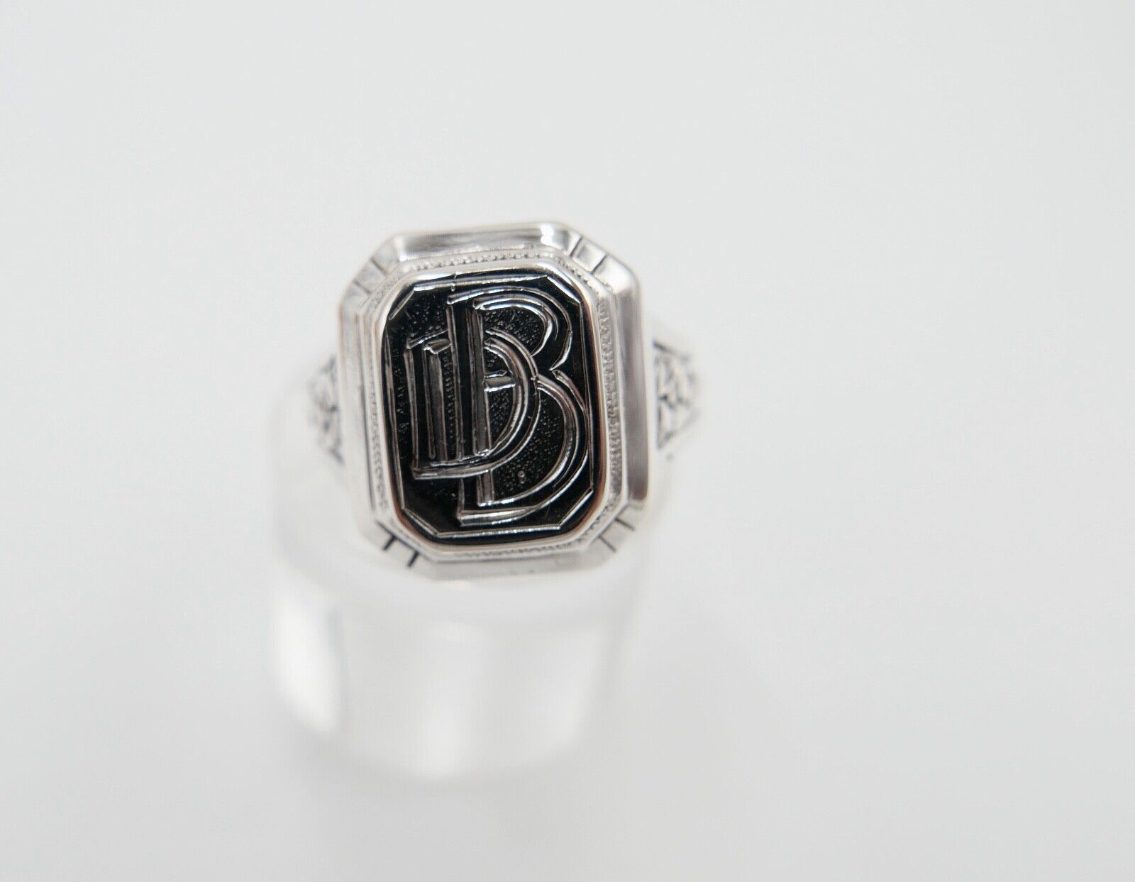 Jugendstil Siegelring Monogramm DB BD Herrenring Ring 830 Silber Gr. 58