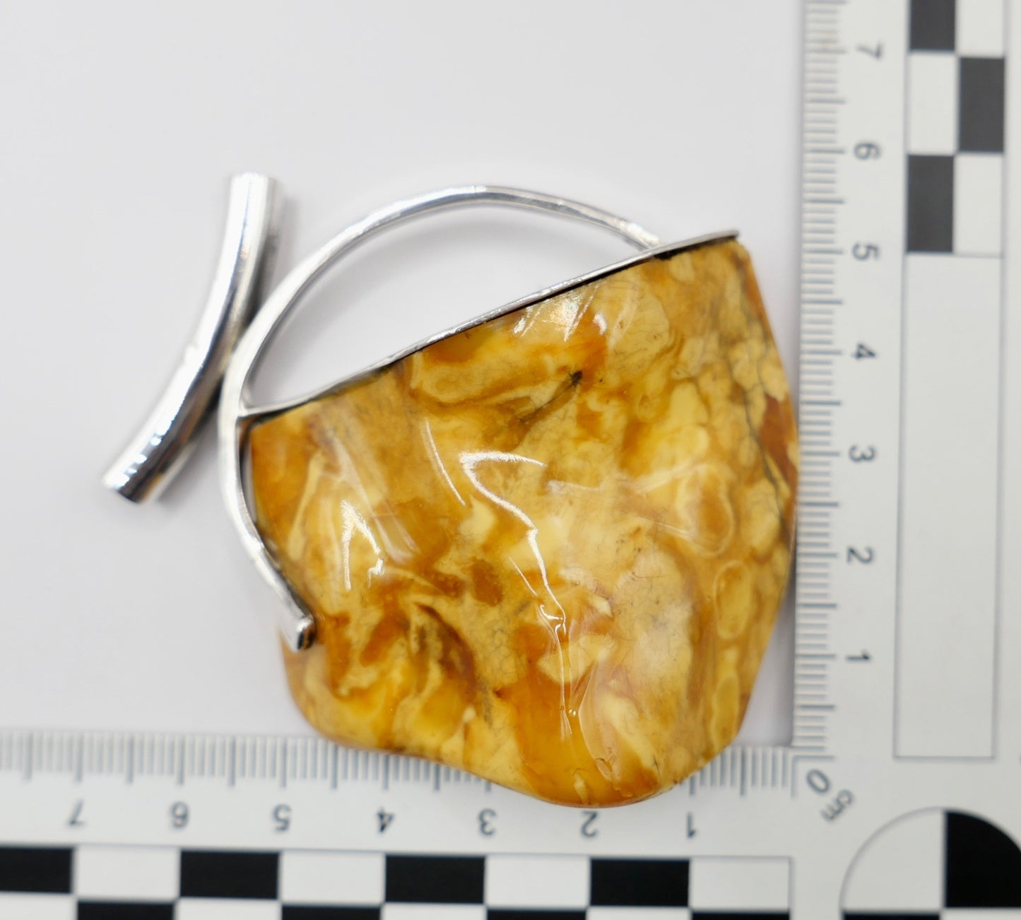 80er Jahre große Bernstein Butterscotch Anhänger 925 Silber Danzig Gdansk Polen