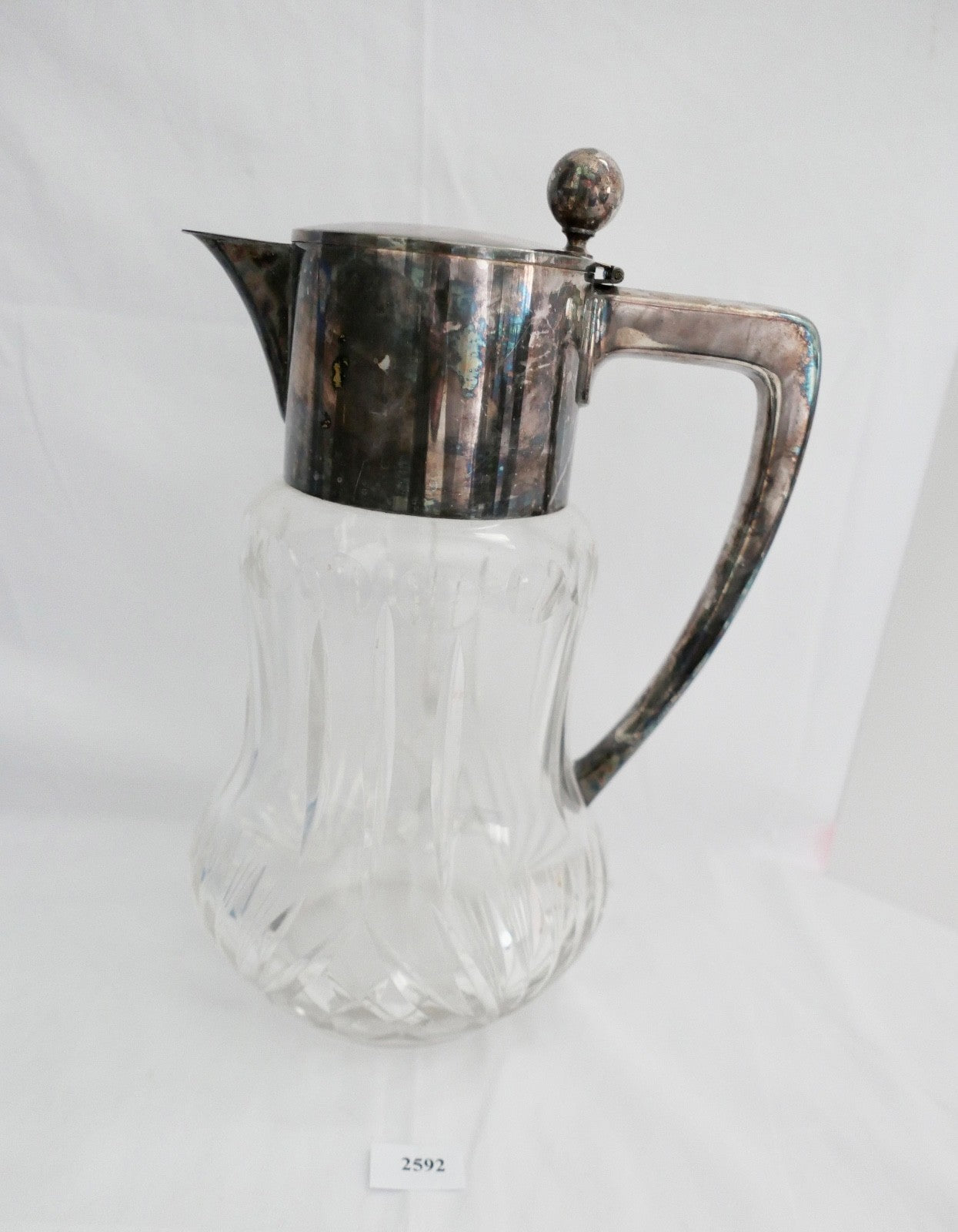 schwere Karaffe Floreat Bleikristall Versilbert Art Deco 30-40er Jahre