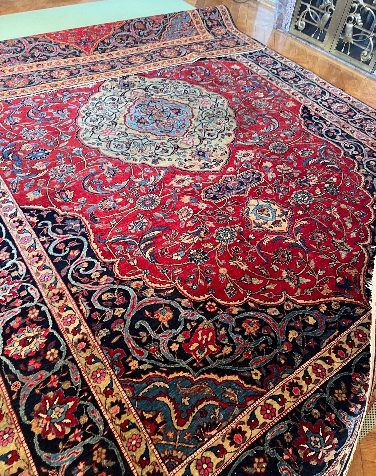 Großer Kashan alter Orientteppich Perserteppich old carpet 382x270 cm
