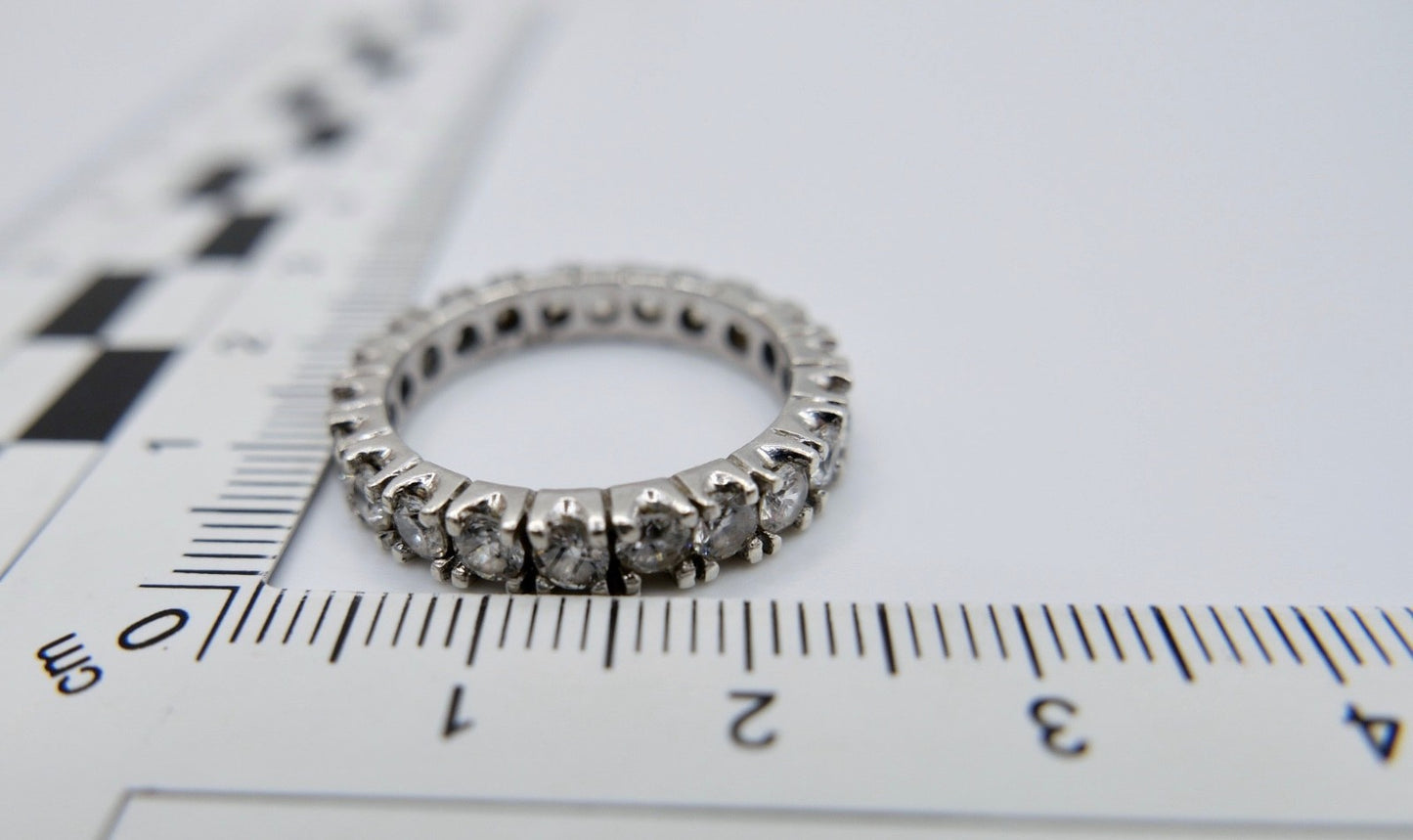 Alter eleganter Silber Memory Eternity Ring 925er Silber Zirkonia Besatz Gr. 58