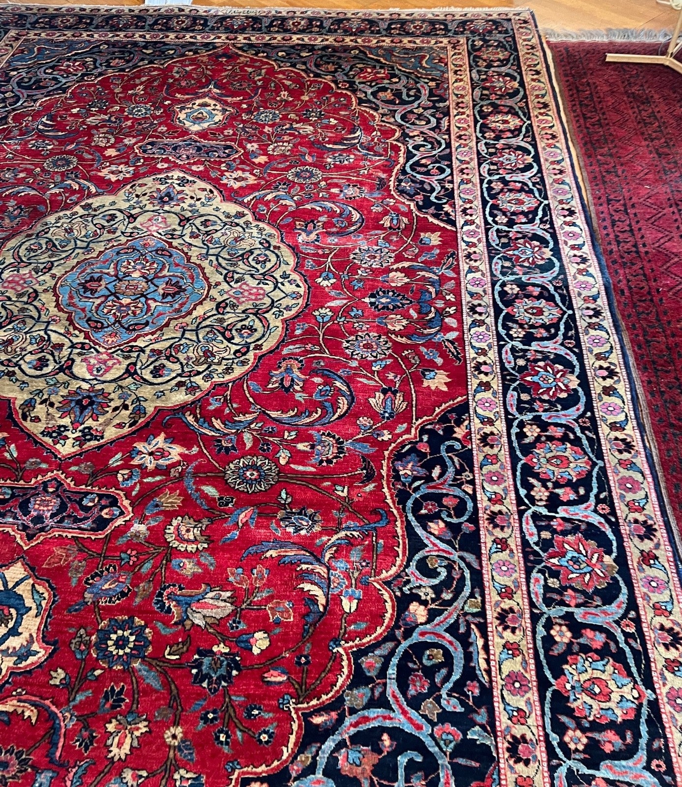 Großer Kashan alter Orientteppich Perserteppich old carpet 382x270 cm