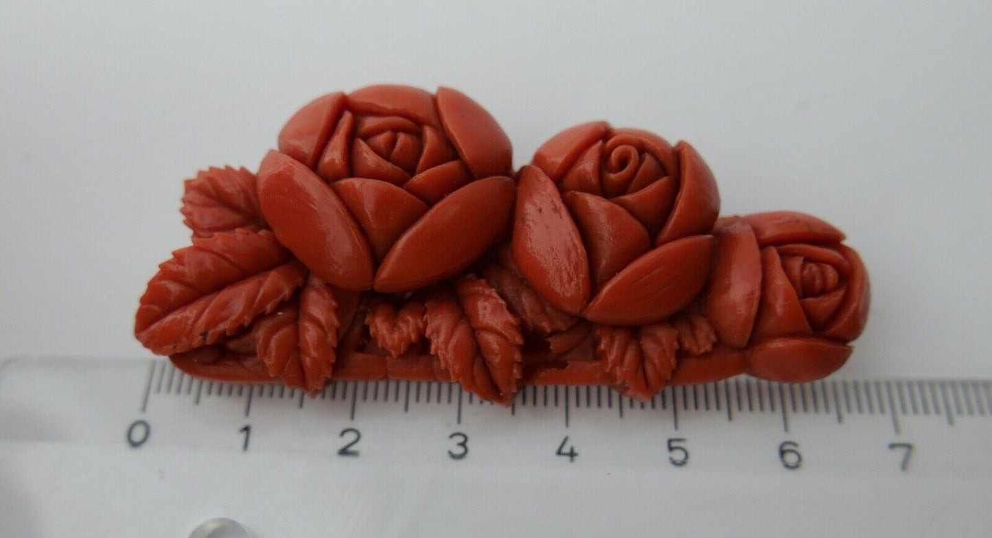 alte Korallen Brosche Koralle old coral brooch Floral Ø 7,0 x 2,8cm Blume