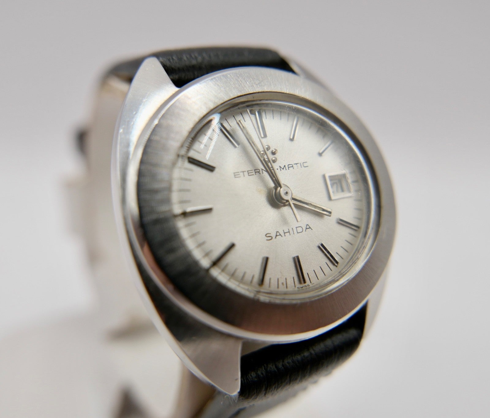 70er Eterna-Matic Sahida Damenuhr Automatic graues Zifferblatt 161T Cal. 12671