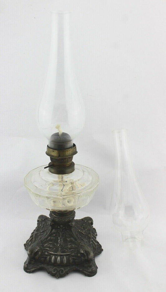 Alte Jugendstil Petroleumlampe Kupfer Tischlampe Zinn Optik 44cm R. Ditmar Wien