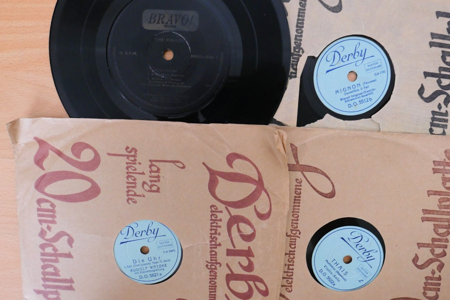 Konvolut 9 Stück 20cm Schellackplatten 78rpm – Derby & Orchestra Elektra Oper 8"
