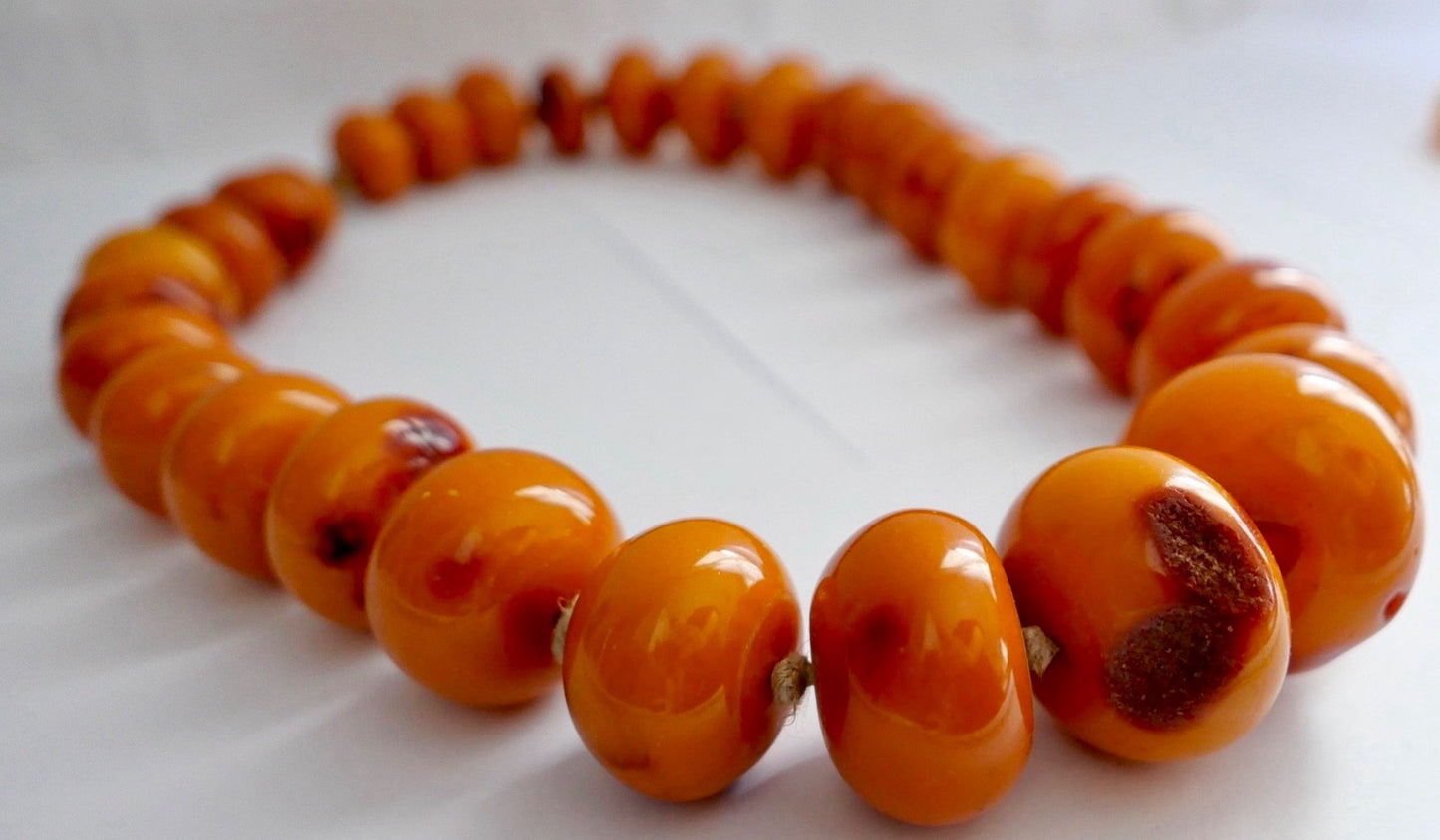 XXL butterscotch Bernsteinkette Kugeln 449 Gramm Pressbernstein 925 Silber