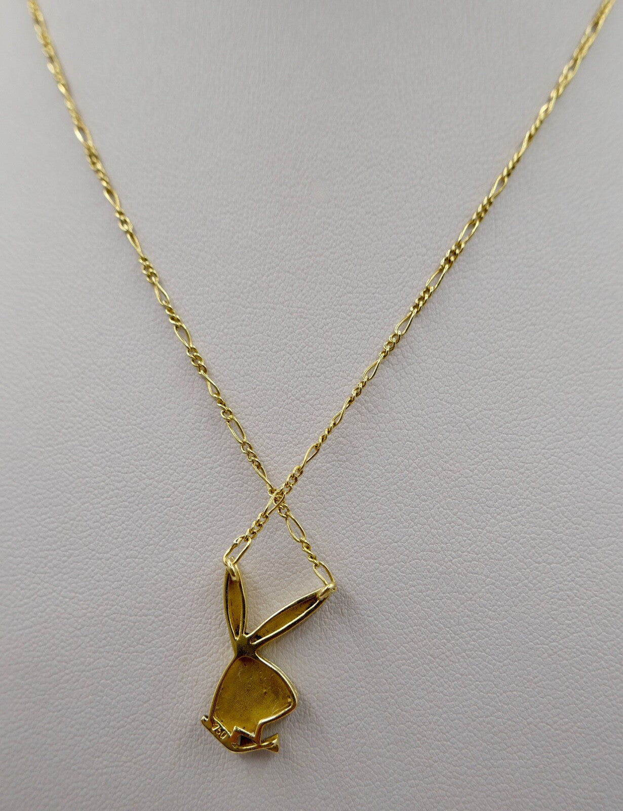 1990er Jahre Damen Playboy Hase Halskette 43cm in 750 18K Gelbgold Diamant