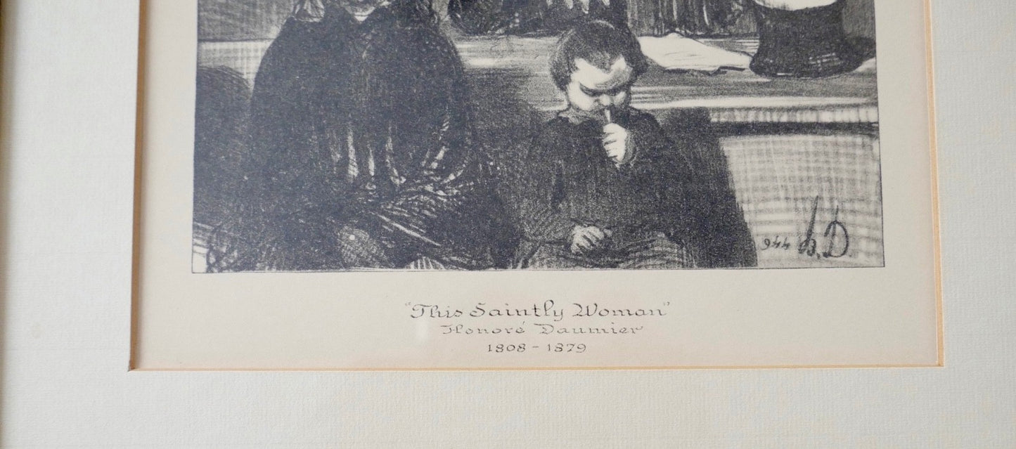 Honoré Daumier Lithographie This Saintly Woman 1846 gerahmt
