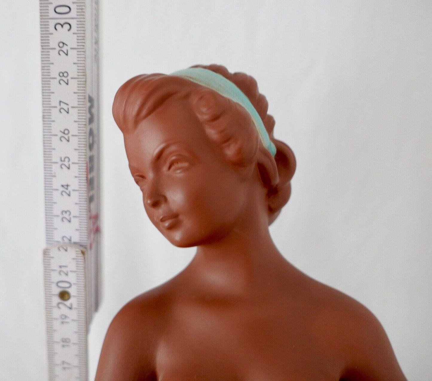 Seltene Keramik Figur 343 Akt Mädchen mit Schale GOLDSCHEIDER WIEN 1950er 29cm